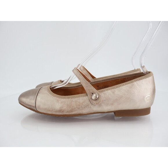 Born Batti Mary Jane Flat Shoes Size 8 Gold Leather Cap Toe Ballet Pointed - Picture 4 of 12